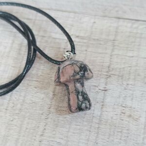 Rhodonite Mushroom Necklace Natural Stone Pendant